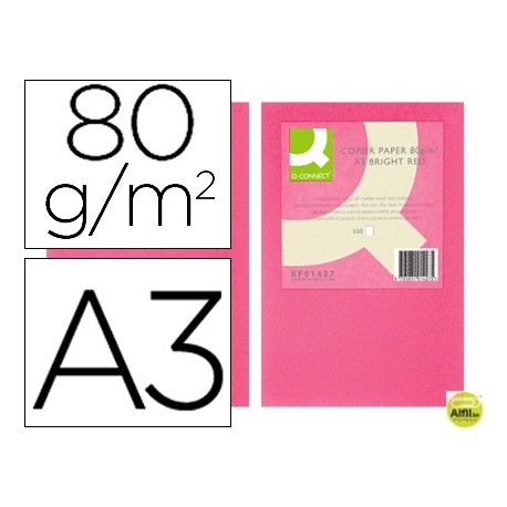 PAPEL COLOR Q-CONNECT DIN-A3 80 GRAMOS ROSA INTENSO PAQUETE DE 500 HOJAS