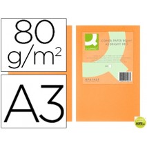 PAPEL COLOR Q-CONNECT DIN-A3 80 GRAMOS NARANJA NEON PAQUETE DE 500 HOJAS