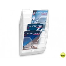 EXPOSITOR MURAL CEP DE PARED CON 5 COMPARTIMENTOS TRANSPARENTE Y BLANCO 580X122X350MM