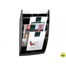 EXPOSITOR MURAL CEP DE PARED CON 5 COMPARTIMENTOS TRANSPARENTE Y NEGRO 580X122X350MM