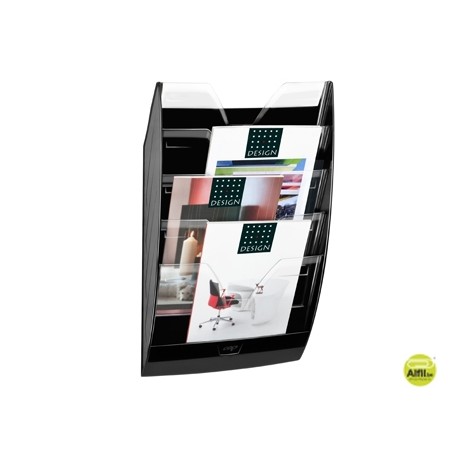 EXPOSITOR MURAL CEP DE PARED CON 5 COMPARTIMENTOS TRANSPARENTE Y NEGRO 580X122X350MM