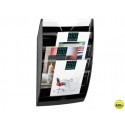 EXPOSITOR MURAL CEP DE PARED CON 5 COMPARTIMENTOS TRANSPARENTE Y NEGRO 580X122X350MM