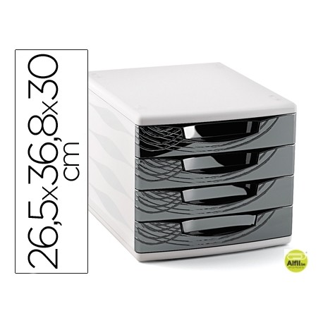 FICHERO CAJONES DE SOBREMESA CEP 265X368X300 MM 4 CAJONES COLOR NEGRO