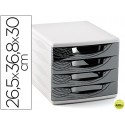 FICHERO CAJONES DE SOBREMESA CEP 265X368X300 MM 4 CAJONES COLOR NEGRO