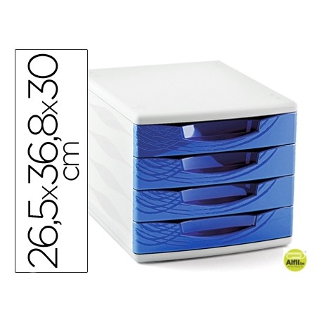 FICHERO CAJONES DE SOBREMESA CEP 265X368X300 MM 4 CAJONES COLOR AZUL