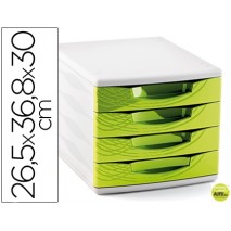 FICHERO CAJONES DE SOBREMESA CEP 265X368X300 MM 4 CAJONES COLOR VERDE