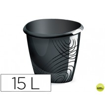 PAPELERA PLASTICO CEP COLOR NEGRO CAPACIDAD 15 LITROS