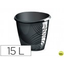 PAPELERA PLASTICO CEP COLOR NEGRO CAPACIDAD 15 LITROS