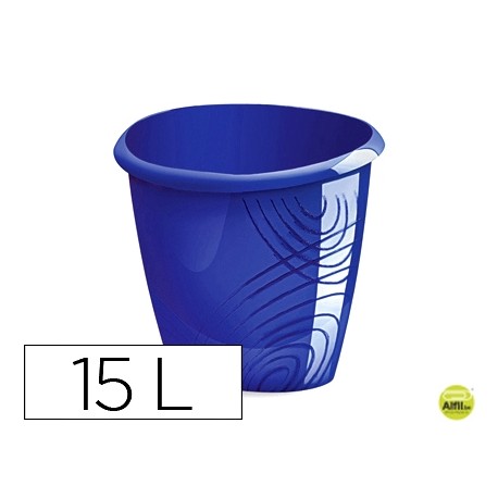 PAPELERA PLASTICO CEP COLOR AZUL CAPACIDAD 15 LITROS