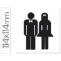 ETIQUETA ADHESIVA APLI DE SEÑALIZACION SILUETA HOMBRE Y MUJER 114X114 MM