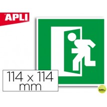 ETIQUETA ADHESIVA APLI DE SEÑALIZACION SIMBOLO PUERTA DE SALIDA DE EMERGENCIA 114X114 MM
