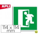 ETIQUETA ADHESIVA APLI DE SEÑALIZACION SIMBOLO PUERTA DE SALIDA DE EMERGENCIA 114X114 MM