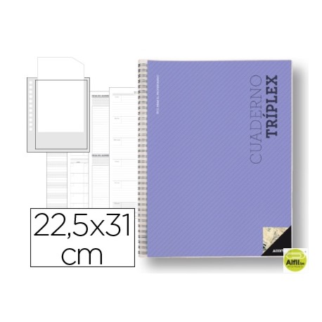BLOC TRIPLEX PLAN DE CURSO EVALUACION CONTINUA PLAN SEMANAL TUTORIAS MAS 6 FUNDAS TRANSPARENTES 22,5