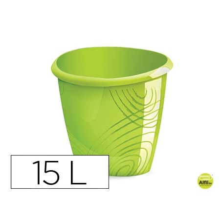 PAPELERA PLASTICO CEP COLOR VERDE CAPACIDAD 15 LITROS