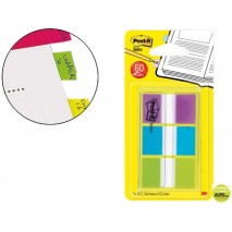 BANDERITAS SEPARADORAS POST-INDEX 680-ROY VERDE AZUL Y VIOLETA DISPENSADOR FUNDA 3X20