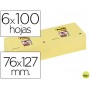 BLOC NOTA ADHESIVAS QUITA Y PON POST-IT SUPER STICKY 76X127 MM CON 6 BLOC AMARILLO CANARIO