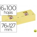 BLOC NOTA ADHESIVAS QUITA Y PON POST-IT SUPER STICKY 76X127 MM CON 6 BLOC AMARILLO CANARIO