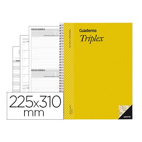 BLOC TRIPLEX PLAN DE CURSO EVALUACION AGENDA PLAN SEMANALY TUTORIAS MAS 6 FUNDAS TRANSPARENTES 22,5