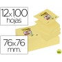 BLOC NOTA ADHESIVAS QUITA Y PON POST-IT SUPER STICKY 76X76 MM ZIGZAG CON 12 BLOC AMARILLO CANARIO