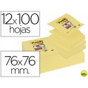 BLOC NOTA ADHESIVAS QUITA Y PON POST-IT SUPER STICKY 76X76 MM ZIGZAG CON 12 BLOC AMARILLO CANARIO