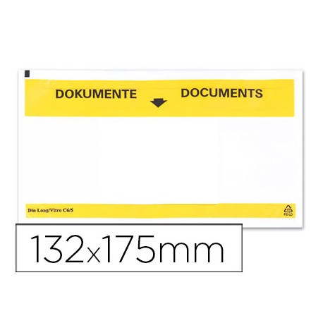 SOBRE AUTOADHESIVO Q-CONNECT PORTADOCUMENTOS MULTILINGUE 165X130 MM VENTANA TRANSPARENTE PAQUETE DE