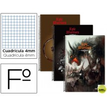 BLOC ESPIRAL LIDERPAPEL FOLIO 80 H CUADRO 4 MM TAPA CARTONCILLO 60 GR FANTASIA EPIC WARRIOS