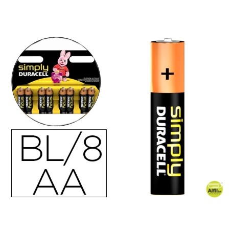 PILA DURACELL ALCALINA SIMPLY AA BLISTER DE 8 UNIDADES
