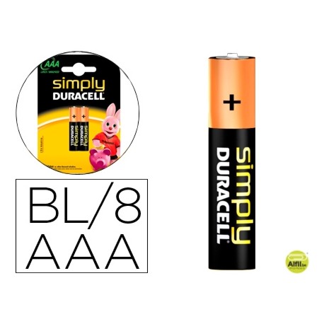 PILA DURACELL ALCALINA SIMPLY AAA BLISTER DE 8 UNIDADES