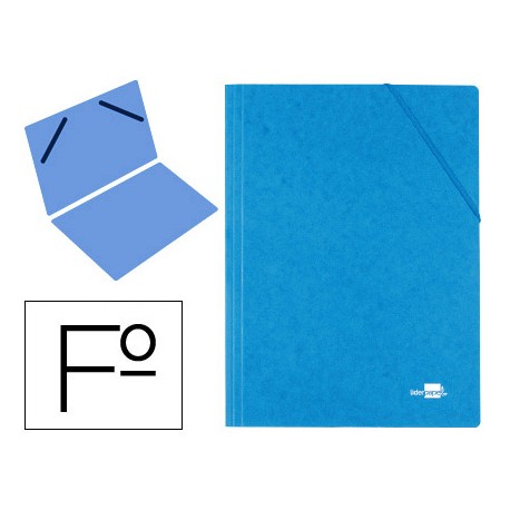 CARPETA LIDERPAPEL GOMAS CARTON SIMIL-PRESPAN SENCILLA FOLIO AZUL