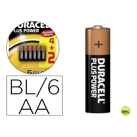 PILA DURACELL ALCALINA PLUS POWER AA BLISTER DE 4+2 UNIDADES