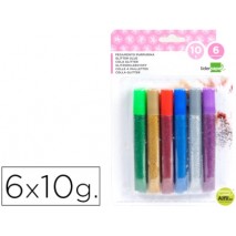 PURPURINA PEGAMENTO LIDERPAPEL FANTASIA COLORES METALICOS BLISTER DE 6 UNIDADES DE 10 GR