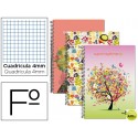 BLOC ESPIRAL LIDERPAPEL FOLIO 80 H CUADRO 4 MM TAPA CARTONCILLO 60 GR FANTASIA SPRING TIME