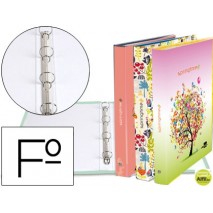 CARPETA LIDERPAPEL 4 ANILLAS 25 MM REDONDAS CARTON FORRADO FOLIO FANTASIA SPRING TIME