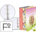 CARPETA LIDERPAPEL 4 ANILLAS 25 MM REDONDAS CARTON FORRADO FOLIO FANTASIA SPRING TIME