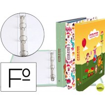CARPETA LIDERPAPEL 4 ANILLAS 25 MM REDONDAS CARTON FORRADO FOLIO FANTASIA CIRCUS