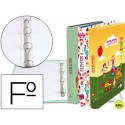 CARPETA LIDERPAPEL 4 ANILLAS 25 MM REDONDAS CARTON FORRADO FOLIO FANTASIA CIRCUS