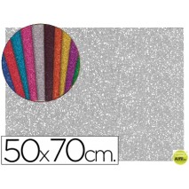 GOMA EVA CON PURPURINA LIDERPAPEL 50X70CM 60G/M2 ESPESOR 2MM PLATA