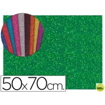 GOMA EVA CON PURPURINA LIDERPAPEL 50X70CM 60G/M2 ESPESOR 2MM VERDE