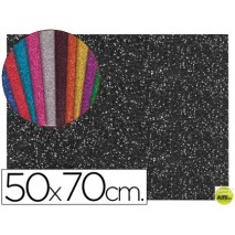 GOMA EVA CON PURPURINA LIDERPAPEL 50X70CM 60G/M2 ESPESOR 2MM NEGRO