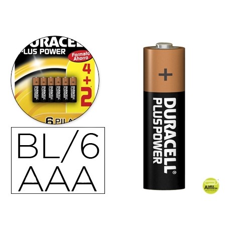 PILA DURACELL ALCALINA PLUS POWER AAA BLISTER DE 4+2 UNIDADES