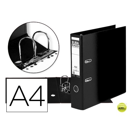 ARCHIVADOR DE PALANCA ELBA CARTON FORRADO DIN A4 NEGRO LOMO DE 80 MM RADO