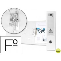 ARCHIVADOR DE PALANCA LIDERPAPEL FOLIO DOCUMENTA FORRADO PVC CON RADO LOMO 75MM BLANCO CON COMPRESOR