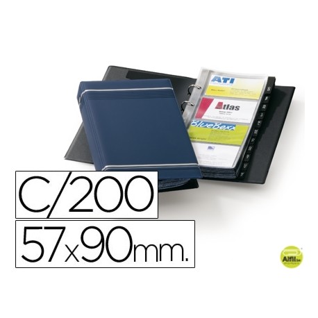 TARJETERO DURACLIP VISIFIX AZUL 25 FUNDAS PARA 200 TARJETAS TAMAÑO DIN A4 INCLUYE 12 SEPARADORES