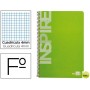 BLOC ESPIRAL LIDERPAPEL FOLIO INSPIRE TAPA EXTRADURA 80H 60 GR CUADRO 4 MM CON MARGEN COLOR VERDE CL
