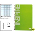 BLOC ESPIRAL LIDERPAPEL FOLIO INSPIRE TAPA EXTRADURA 80H 60 GR CUADRO 4 MM CON MARGEN COLOR VERDE CL