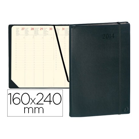 AGENDA ENCUADERNADA QUO VADIS MINISTRE TOSCANA SEMANA VISTA NEGRO 16X24 CM