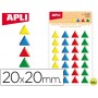 GOMETS APLI TRIANGULARES 20X20 MM 3D COLORES SURTIDOS BOLSA DE 28 UNIDADES