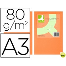 PAPEL COLOR Q-CONNECT DIN-A3 80 GRAMOS NARANJA INTENSO PAQUETE DE 500 HOJAS