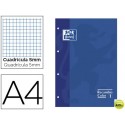 RECAMBIO COLOR OXFORD DIN A4 80 HOJAS 90 GRS CUADROS 5 MM 4 TALADROS AZUL