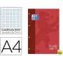 RECAMBIO COLOR OXFORD DIN A4 80 HOJAS 90 GRS CUADROS 5 MM 4 TALADROS ROJO